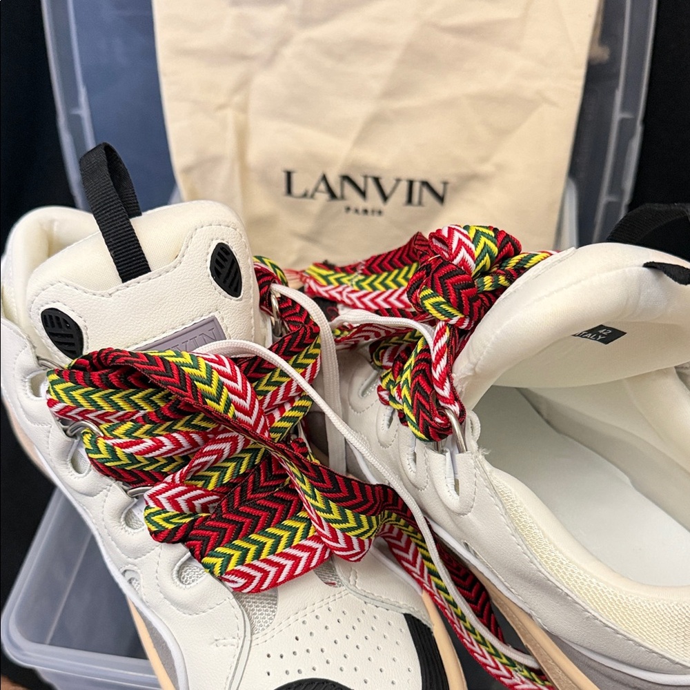 Lanvin Men’s Sneakers with Red and Green Laces size 42 US Size 9 - Picture 6 of 15